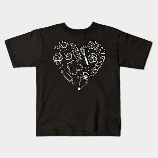 Baker Pastry Chef Heart Kids T-Shirt by Tobias Store